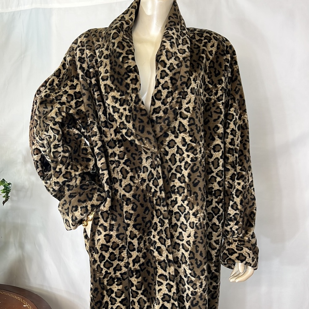 VTG 3K Fashion Animals Print Long Faux Fur Lining Jacket